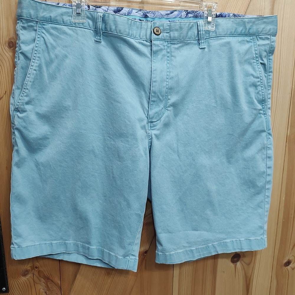 Tommy Bahama Boracay Chino Shorts Men Turquoise Blue Sz 42 Flat Front Coastal